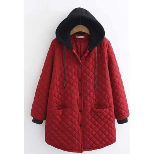 6XL Thick Cotton Coats Winter Large Size Womens Korean Casual Long Plaid Loose Hooded Jacket Coat Abrigos Mujer Female Parka