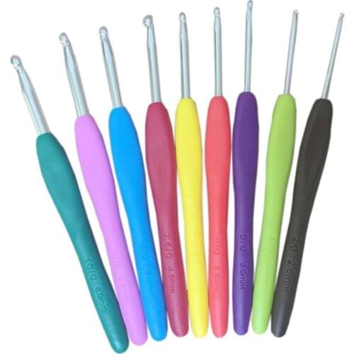 9PCs Mixed Metal Hook Crochet Template Kit TPR Aluminum Knitting Needles For Loom Tool Band DIY Crafts A1