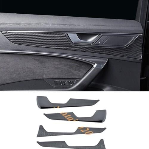 ABS Carbon Fiber Interior Door Armrest Decor Cover Trim For Audi A6 C8 2019-2020 Car Styling Accessories