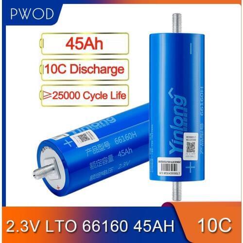 1pcs 45Ah Lithium Titanate Battery LTO Batería 2.3V 10C Discharge Cells for DIY 12V 24V 36V 48V Battery Pack for YINLONG