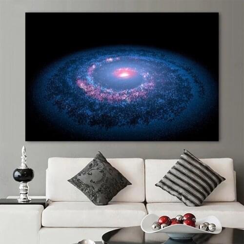 Astronomy Universe Canvas Poster Blue Nebula Planet Stars Sky Galaxy Universe Frameless Picture Wall Home Decor for Living Room
