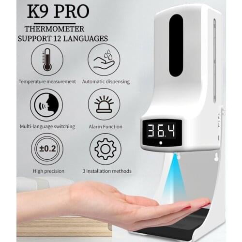 NEW K9 PRO Automatic Liquid Soap Dispenser Smart Sensor Non-contact Infrared thermometer Digital hands washing Free Sanitizer