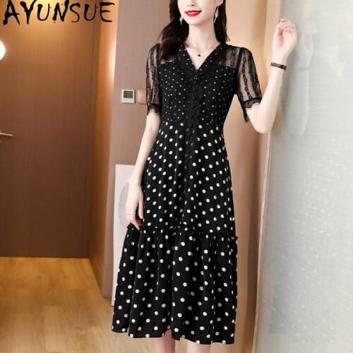 Летние платья в горошек AYUNSUE China At AliExpress