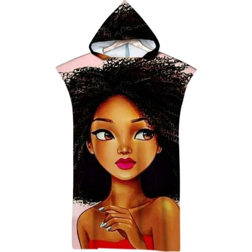 New printed Microfiber Hooded Bath Beach Towel Changing Robe Poncho Surf Towel for Swimming Beach Outdooor Bathrobe