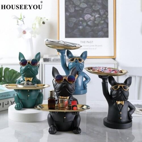 Home Room Decor Figurine Cool Bulldog Sculpture Table Decoration Modern Multifunction Desk Storage Statue Decorative Coin Bank