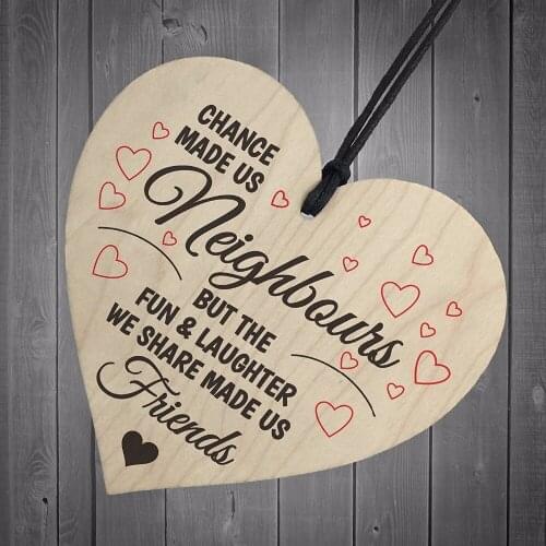 Wooden Heart-shaped Wood Crafts Neighbor plaque sign Special Use Christmas Home DIY Tree Decoration Small Pendant Accessories
