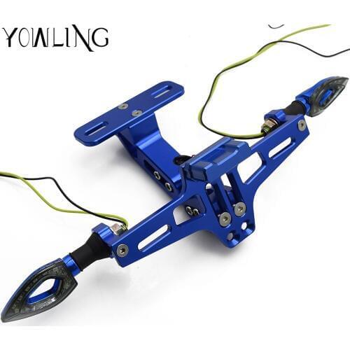 Motorcycle License Number Plate Frame Holder LED Light Adjustable Bracket for YAMAHA XJR400 1300 V-MAX1200 FZ-1N FZ-6N MT 09 07