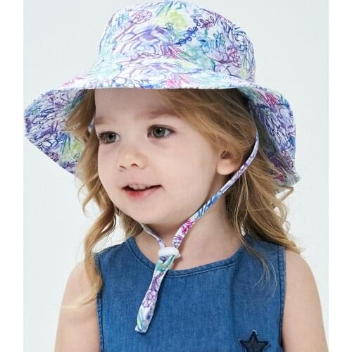 Childrens Sun Hat Breathable Beach Hat Fisherman Hat Sun Protection Hat Floral Print Foldable Bucket Hat Caps UV Protection