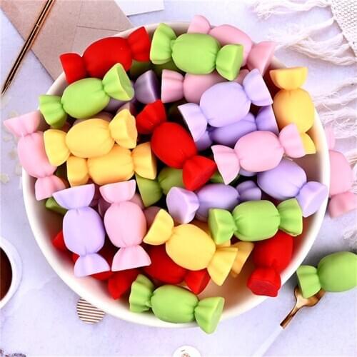 Julie Wang 10PCS Resin Cartoon Candy Charms Random Color Artificial Food Pendants Jewelry Making Accessory Decor