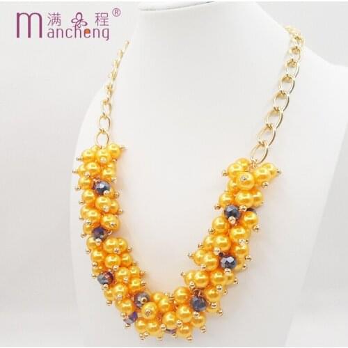 Aliexpress France Big Yellow Pearl Necklace colar 2021 christmas Sweater Chain цепочка pearl чокер Choker necklace for women