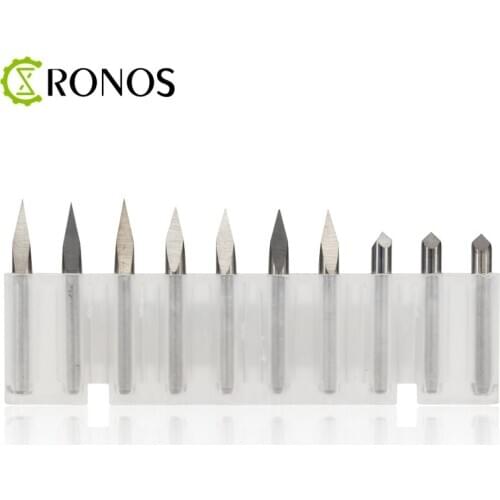 3 Edge Pyramid Engraving Bits 10pcs30/45 Degrees Tip 0.1-0.3mm 3.175mm Shank CNC 3D Milling Cutter