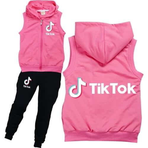 TIK TOK Childrens girls' spring autumn clothing set new fashion big children sports Vest pants coat 2 piece suit girls clothes