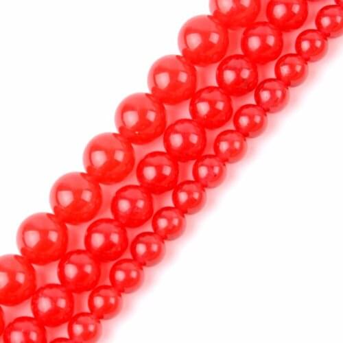 Natural Stone Beads Red Jades Round Loose Beads For Jewelry Making Bracelet Necklace Jewellery 4 6 8 10 12mm Wholesale Perles