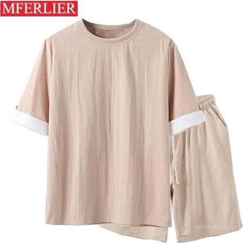 Summer Oversized t-shirt sets men Chinese style Breathable Plus size Men t-shirt
