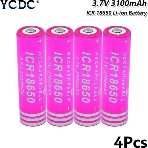 Hot 18650 Battery 3.7V 3100mah ICR 18650 Li-ion Battery Rechargeable Lithium Batteries Torch Accumulator Cells For Flashlight