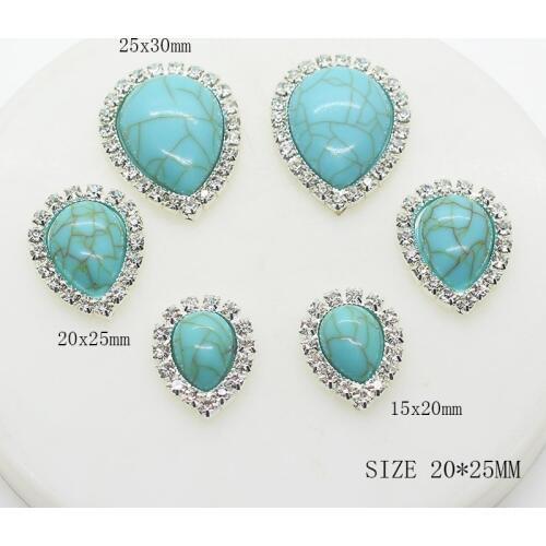 Metal Water Drop Turquoise Buttons 10Pcs/Lot Mix Size Sewing Button Ribbon Clothing Jewelry Accessories DIY Handwork Decor