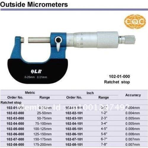 Qingliang scribed line outside micrometer. 0-25mm. 102-01-000. 0-1inch.Quality goods