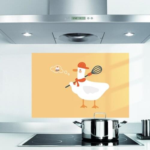 Lovely Cartoon Kitchen Oil-Proof Sticker Waterproof Heat Resistant Aluminum Foil Self-adhesive Wallpaper Cabinet Household Decor