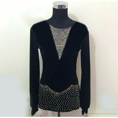 2018 Men/Boy Latin Dance Tops 4Colors Male V-Crystal Zip Stage Performance Plus Size Shirt Jacket Coat Latin Salsa Dance Top