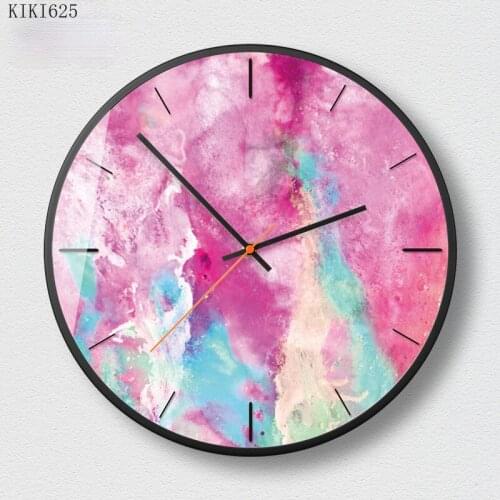 Abstract Painted Metal Wall Clock Household Round Silent Clock Bedroom Office Decoration Modern Wall Clock Pendant Home Decor