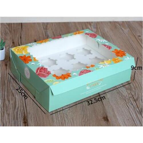 New Large kraft gift paper box for cup cake packing, cupcake box with pvc window baking 12 cupcake packaging cupcake box
