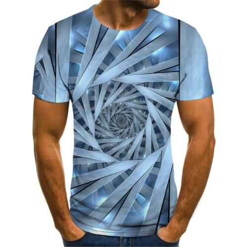 2021 New Three-Dimensional Rotating Mens T-Shirt Summer Fashion Short-Sleeved 3D Round Neck Tops Visual Three-Dimensional Shirt