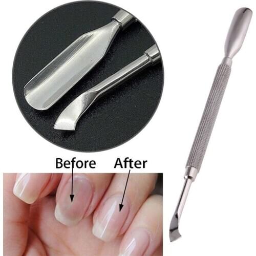 New Nail Cuticle Pusher Stainless Steel UV Gel Polish Remover Double Sided Finger Dead Skin Push Cutter Manicure Tool