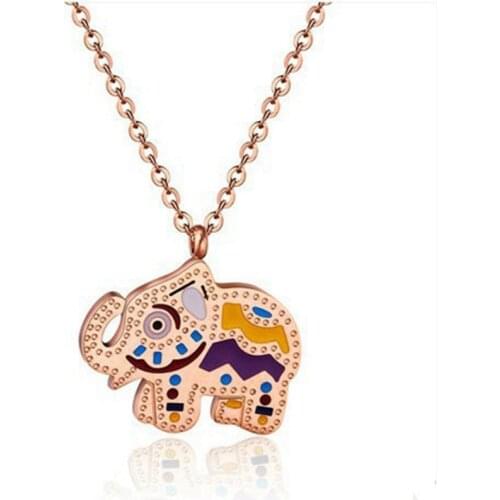 Wholesale Titanium Steel Elephant Pendant Necklaces For Women Engagement Wedding Necklace Accessoeries Jewelry Gift DropShipping