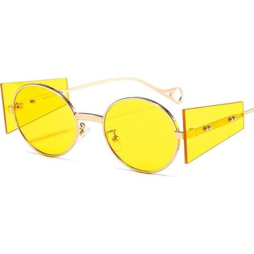 Retro Oval Steampunk Sunglasses Women Fashion Round Clear Ocean Lens Eyewear Men Punk Shades UV400