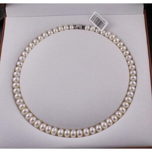 Wholesale good -jewelry AAA Natural 8-9MM Freshwater Pearl Necklace 42-44cm Genuine Choker Classic Knotted Mother
