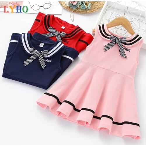 Girls dresses for party and wedding clothes summer toddler kids vest dress baby naval style dresses childrens princess dress