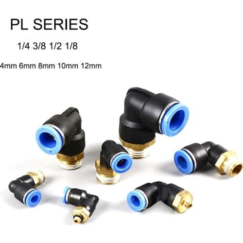 Pneumatic elbow connector, 1/4 3/8 1/2 1/8, L-shaped threaded elbow quick connector, hose outer diameter 4mm 6mm 8mm 10mm 12mm