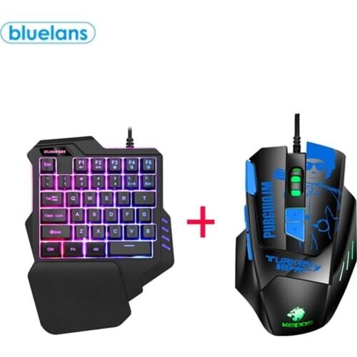 One-Handed Mechanical Gaming Keyboard and Mouse RGB Backlit Portable Mini Gaming Keypad Game Controller for PC PS4 Xbox Gamer