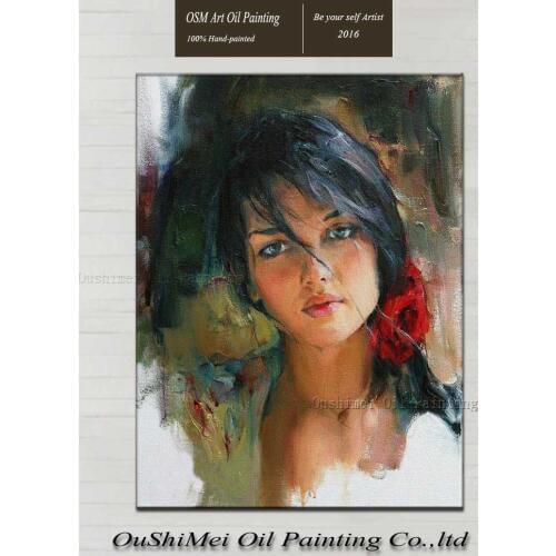 Professional Manufacturer Wholesale Top Quality Beauty Detail Lady Portrait Oil Painting On Canvas Spanish Woman Oil Painting