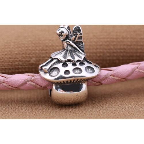 Authentic S925 Bead DIY Jewelry Mushroom Fairy Charms fit Lady Bracelet Bangle Lady Gift Angel