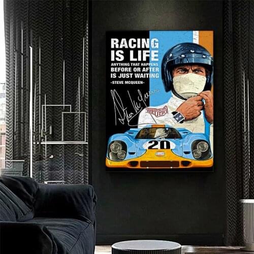 Race car driver Le Mans Michael Delaney On Canvas Print Nordic Poster Wall Art Picture For Living Room Home Decoration Frameless