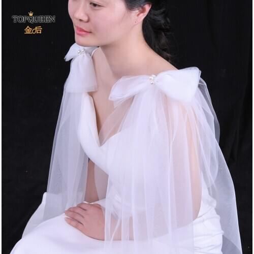 TOPQUEEN G34 A pair Bowknot Party Coat Women Elegant Shawls and Wraps Wedding Accessories Wedding Dress with Cape Womens Bolero