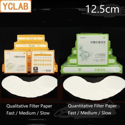 YCLAB 12.5cm Qualitative & Quantitative Filter Paper Fast / Medium / Slow Speed Oil Detection Test Circular Round 100PCS / Pack
