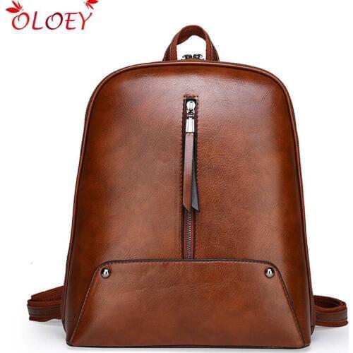 Women backpack school bags for teenager girls spilt leather school backpack for women large Capacity quality mochila brown 2020