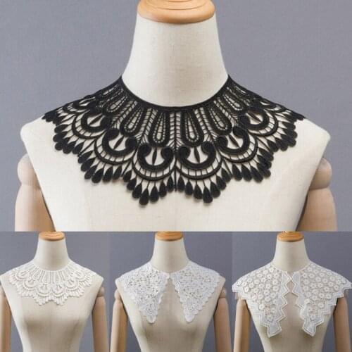 Women Hollow Out Floral Lace DIY Fake Collar Necklace Wedding Bride Half Shirt Shawl Wrap Decorative Shrug Mini Capelet