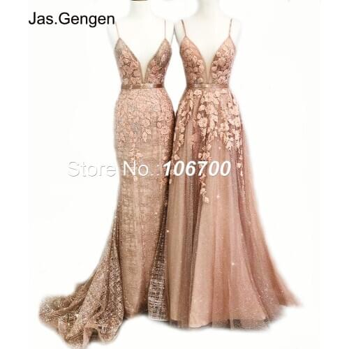 Elegant Glittering Fabric Mermaid Evening Dress 2020 V Neck Straps Flower Lace with Rhainstones Hot Selling Party Prom Gowns