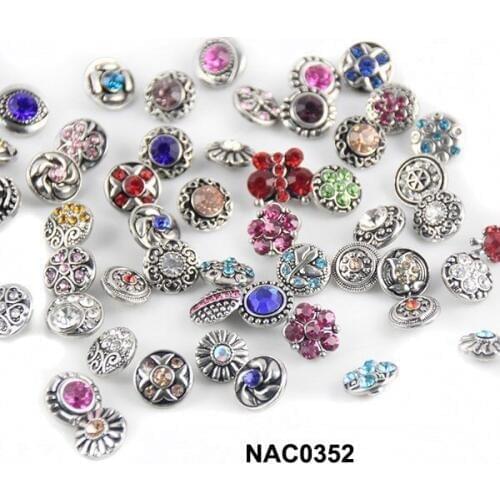 100pcs/lot hot sale many styles Rhinstone Snaps buttons for 12mm snap button jewelry fit leather charm bracelets