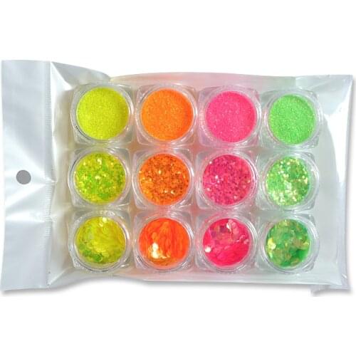 12 Pcs Candy Color Nail Glitter Sequins Mermaid Chameleon Flakes Hexagon Shape Slices Nail Art Decorations Polish Manicure Tips