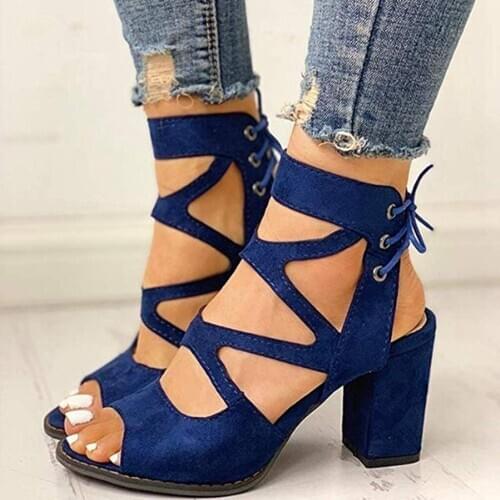 2020 Top Sale Sandals Womens Back straps Hollow Casual sandals Fish-mouth Lace-crossed High-heeled Shoes PLUS SIZE #024