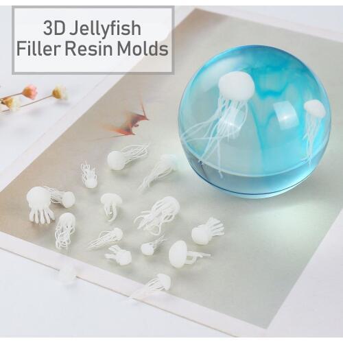 3Pcs/set Mix Style Crystal Epoxy Mini Ocean Jellyfish Modeling Epoxy Mold DIY Crafts Filling Supplies UV Accessories Decoration