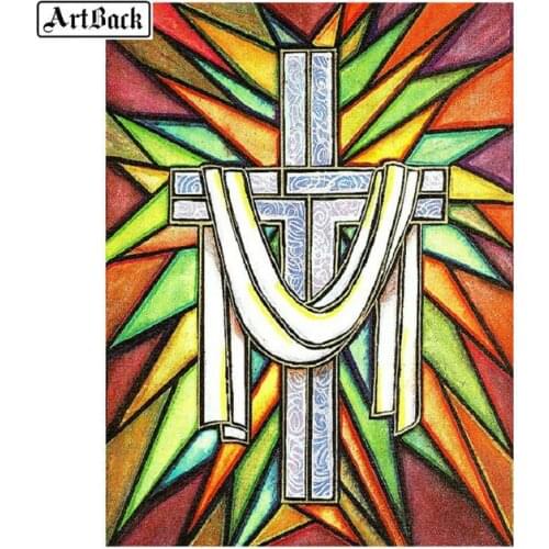 5d diy diamond painting cross icon religious 3D diamond mosaic full square / round drill diamond embroidery home decoration
