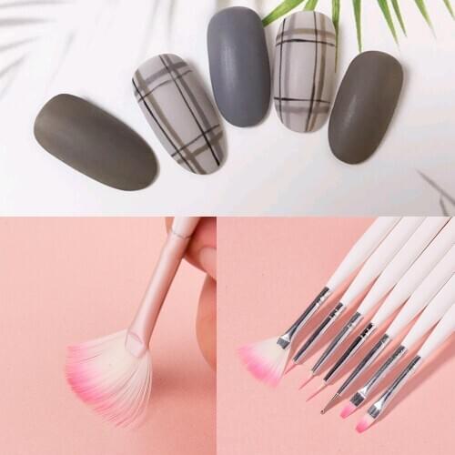7Pcs Professional UV Gel Brush Pens Nail Art DIY Painting Manicure Tool Set Builder Flat Crystal Painting Drawing Carving Pen
