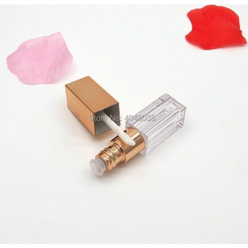 3ml Lip Gloss Tube Makeup Container Rose Gold Empty Lip Glaze Case Private Label Portable Refillable Plastic Bottle with Brush