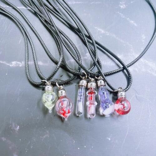 Name On Rice Art Bottle Necklace Glass Pendant Necklace Chain Luminous Stone Wishing bottle Women Necklaces Jewelry Friend Gifts