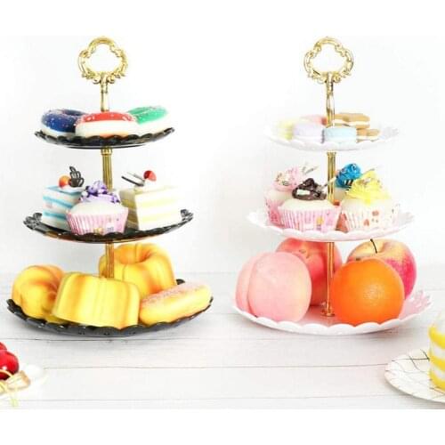Fruit Cake Tray Snack Rack Dessert Cake Stand Storage Holder Tier Plastic Party Home Pastry Decor 3 Wedding G8O5